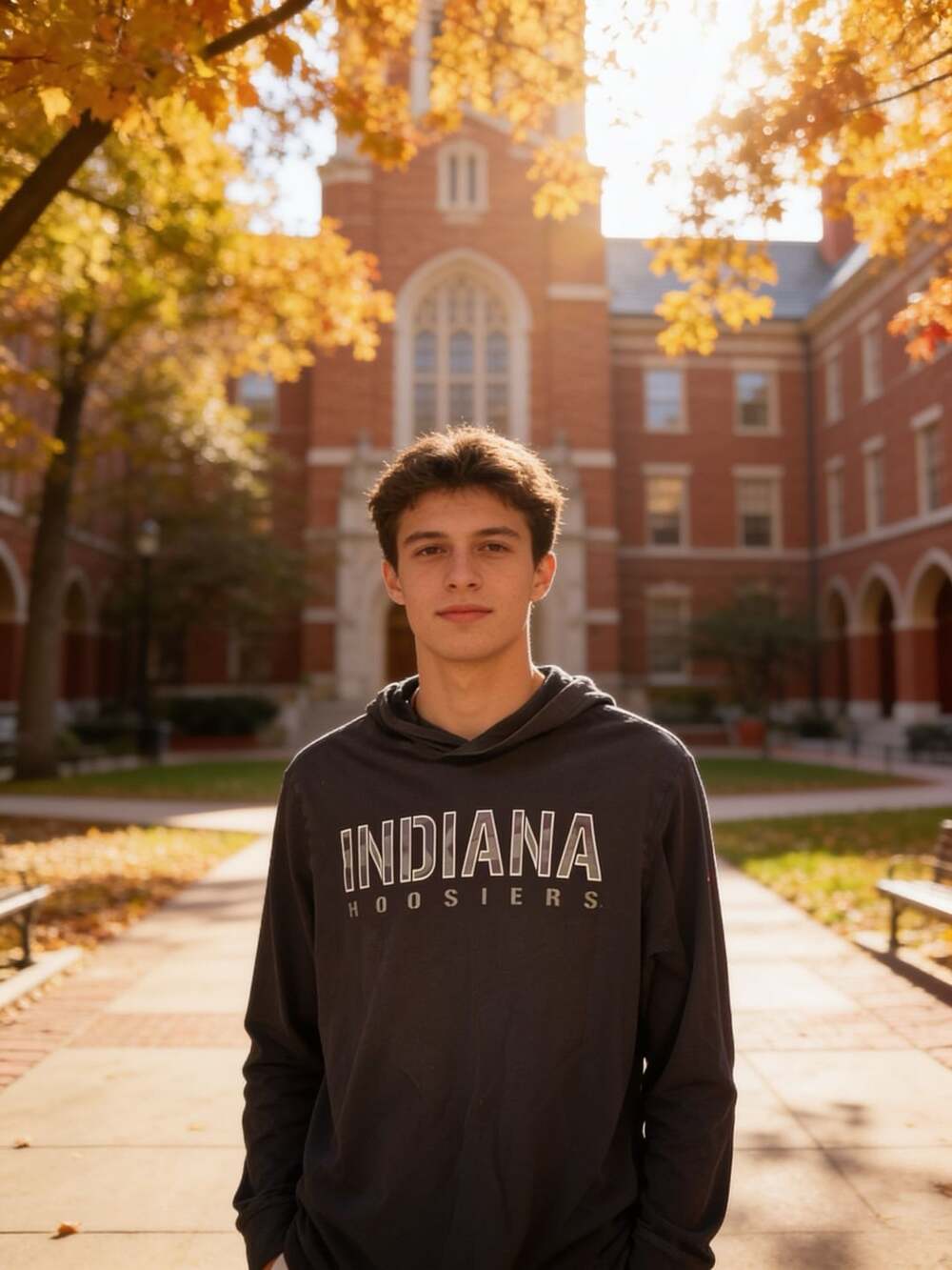 Colosseum Indiana Hoosiers OHT Camo and Black Long Sleeve Hooded Tee M